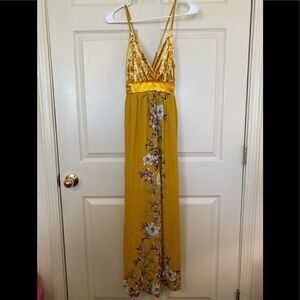 Velvet Halter Plunging Neckline Crisscross Open Back Halter Floral Maxi …